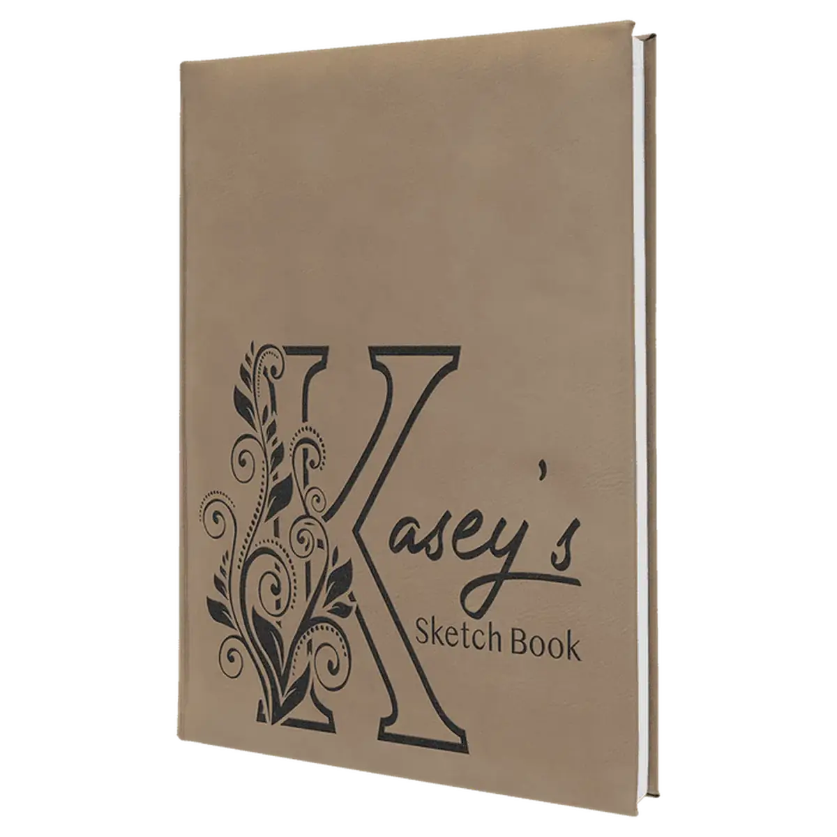 Personalized Sketch Books in Cork & Leatherette - Heavy Weight Paper 7" x 9 3/4" / Light Brown / Leatherette