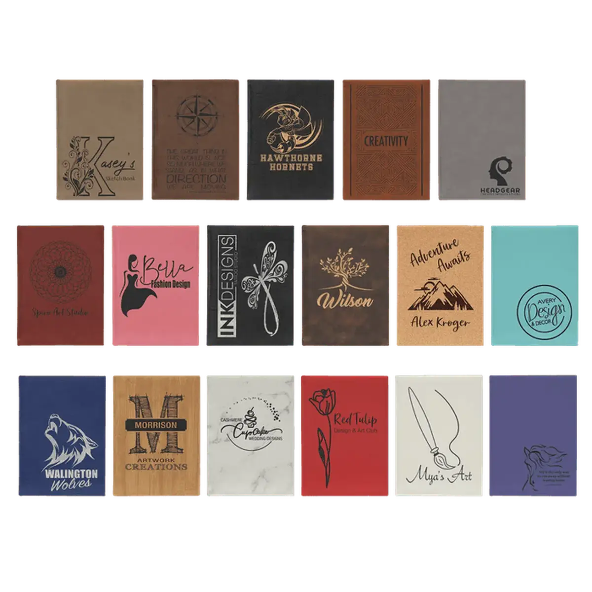 Leatherette Sketch Book with White Unlined Paper (Various Colors) 7 x 9 Black/Gold / 7" x 9 3/4"