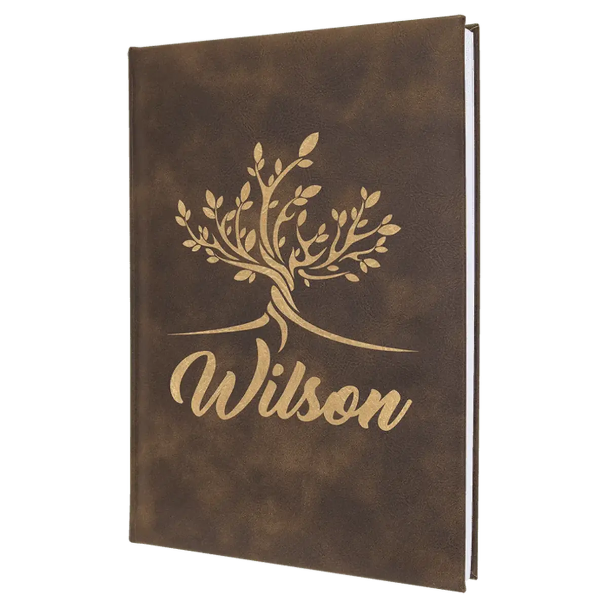 Personalized Sketch Books in Cork & Leatherette - Heavy Weight Paper 7" x 9 3/4" / Rustic/Gold / Leatherette