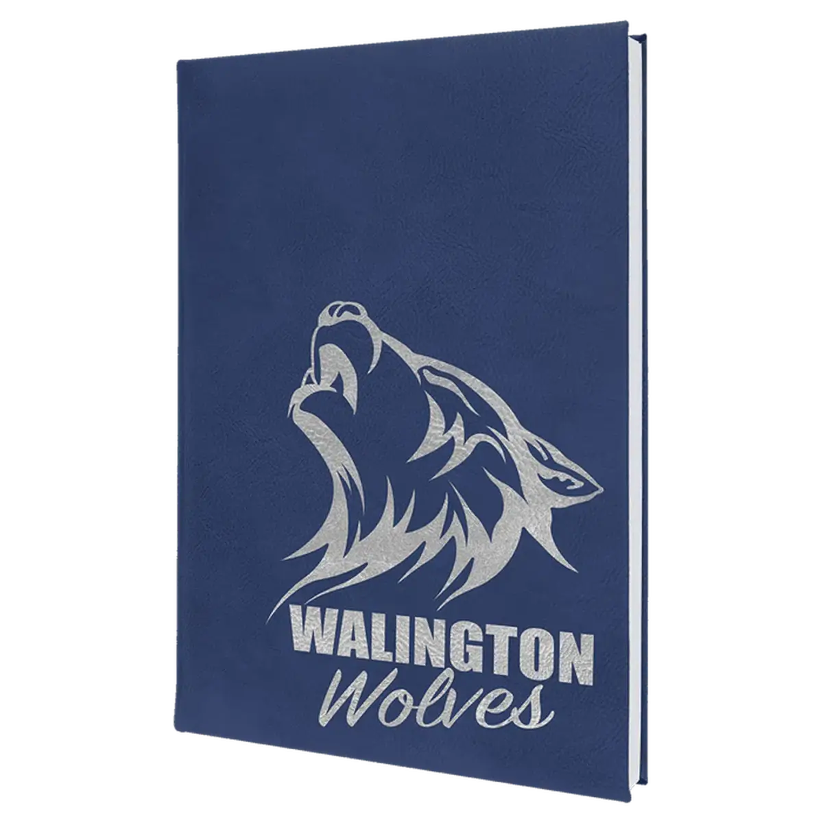 Personalized Sketch Books in Cork & Leatherette - Heavy Weight Paper 7" x 9 3/4" / Blue/Silver / Leatherette