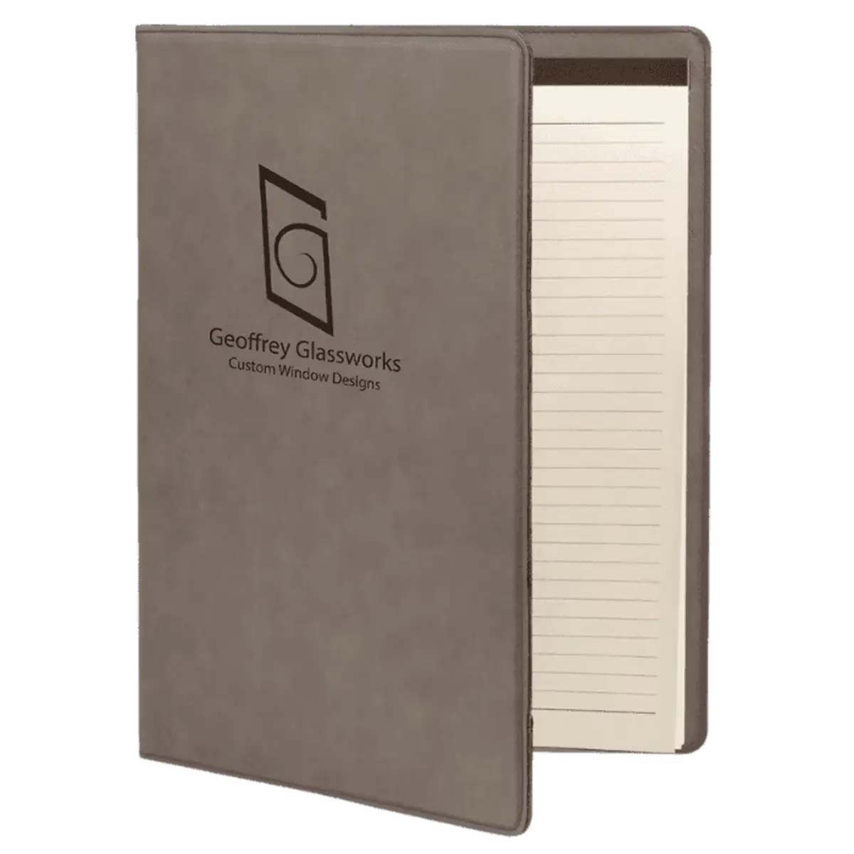 Personalized Professional Portfolios – Zippered & Classic Styles with Notepad 7" x 9" / Open / Gray