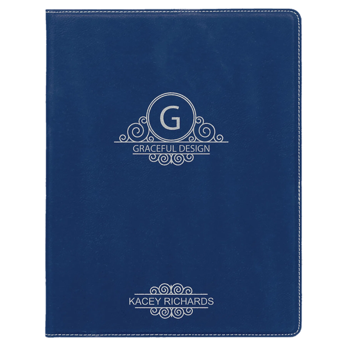 Leatherette Small Portfolio with Notepad (7 x 9) Blue/Silver