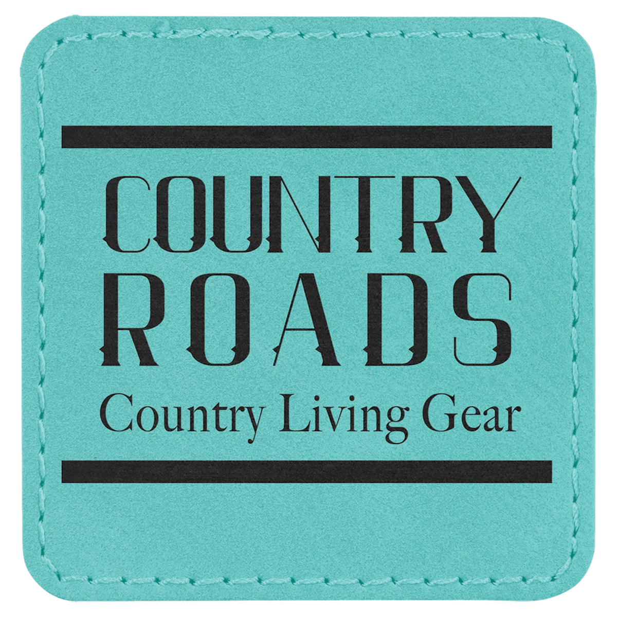 Personalized Patches in Self-Adhesive Leatherette - Square Shape 2 1/2" x 2 1/2" / Teal