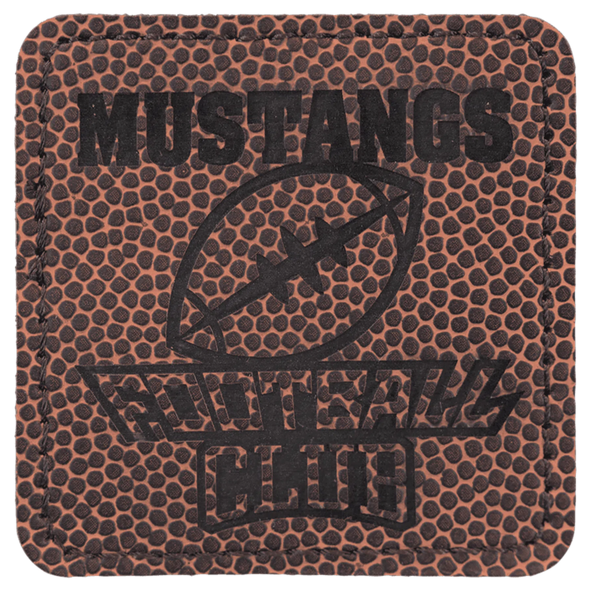 Personalized Patches in Self-Adhesive Leatherette - Square Shape 2 1/2" x 2 1/2" / Football