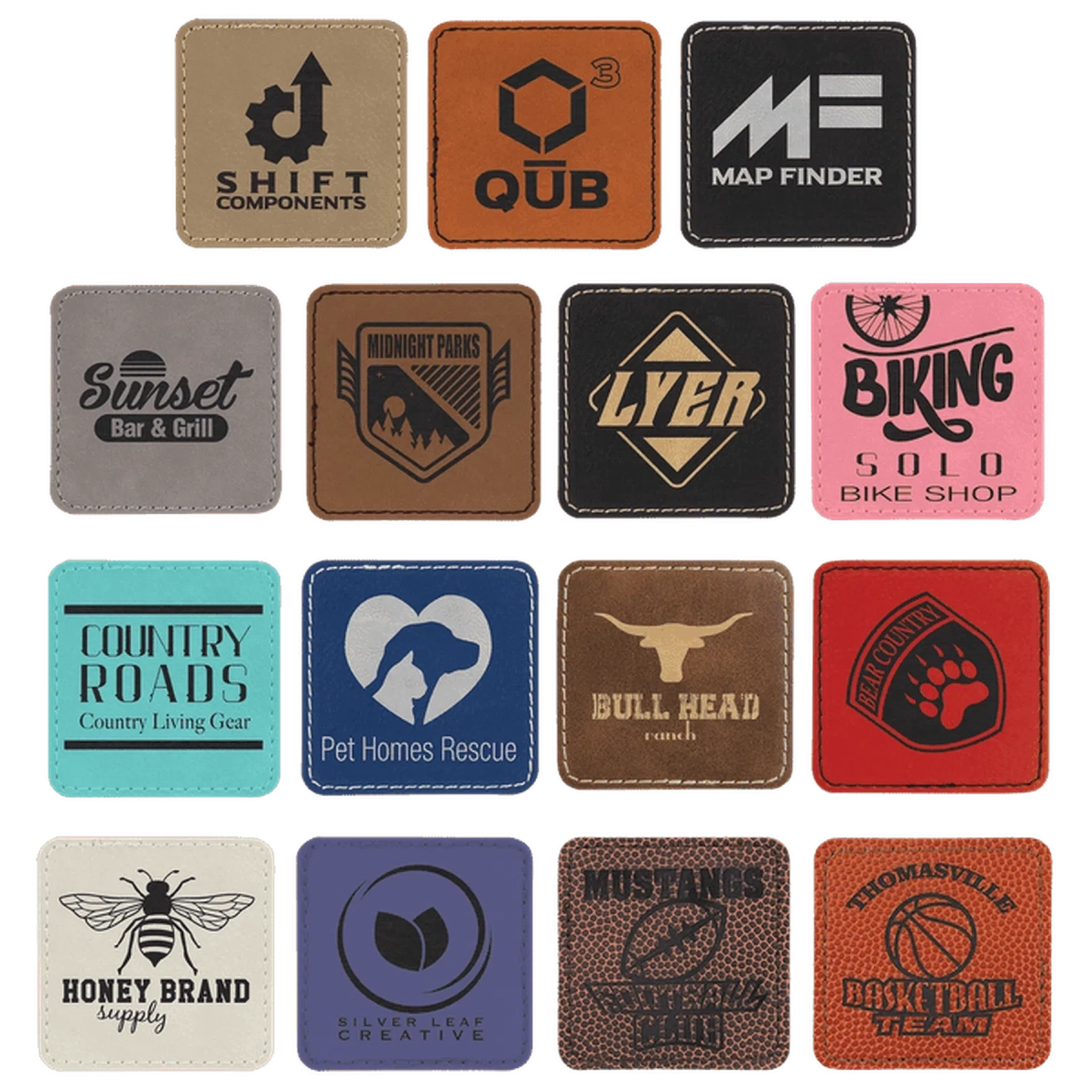 Personalized Patches in Self-Adhesive Leatherette - Square Shape 3" x 3"