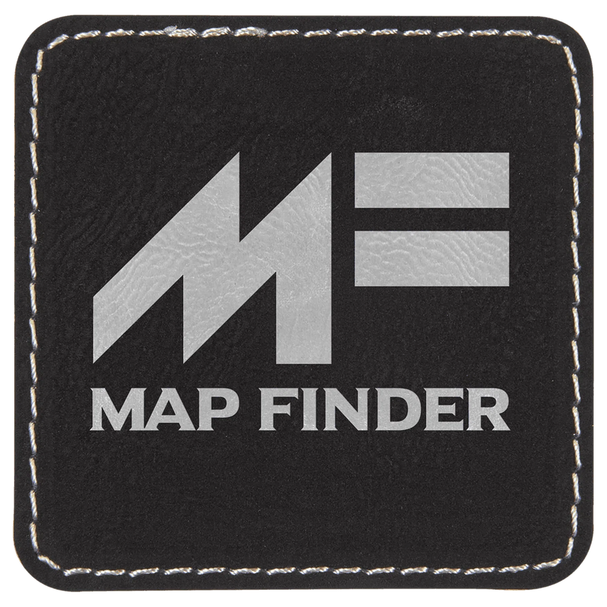 Personalized Patches in Self-Adhesive Leatherette - Square Shape 2 1/2" x 2 1/2" / Black/Silver