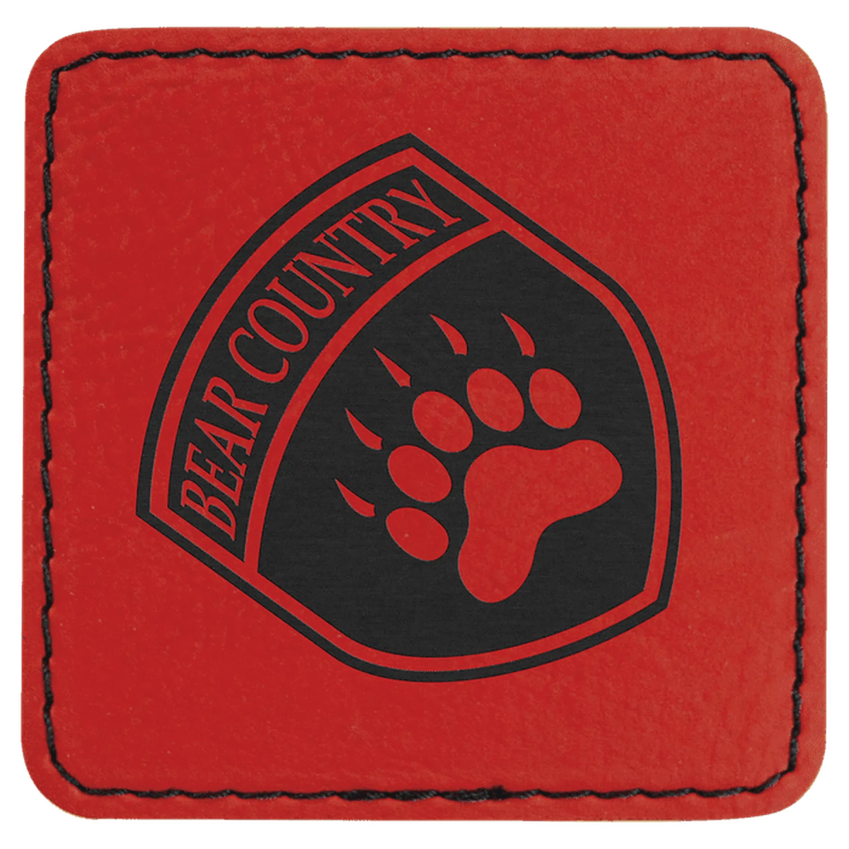 Personalized Patches in Self-Adhesive Leatherette - Square Shape 2 1/2" x 2 1/2" / Red