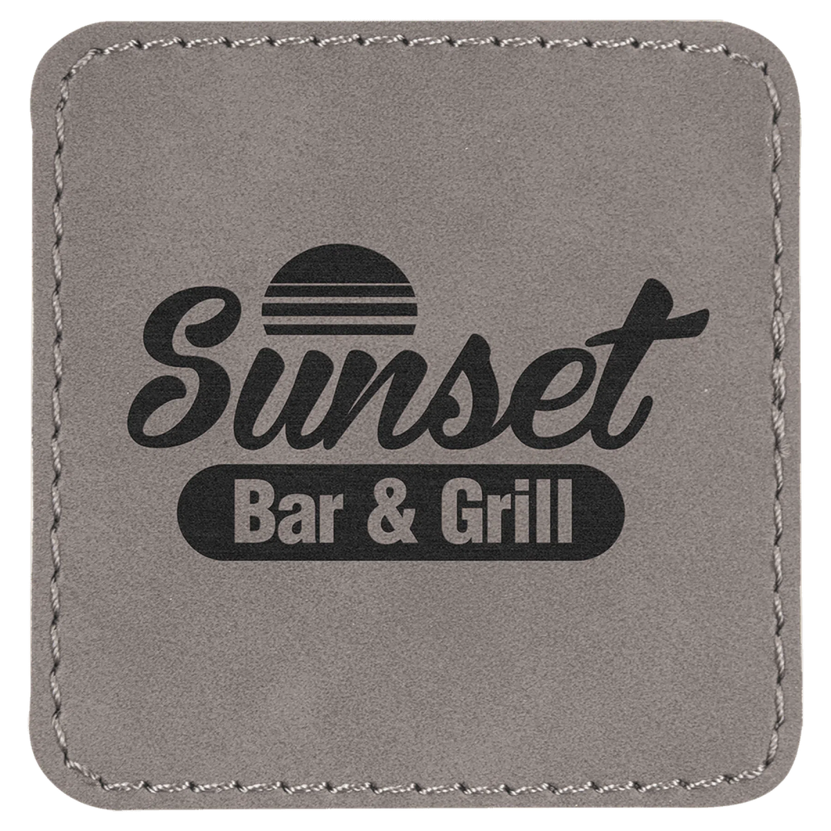 Personalized Patches in Self-Adhesive Leatherette - Square Shape 2 1/2" x 2 1/2" / Gray