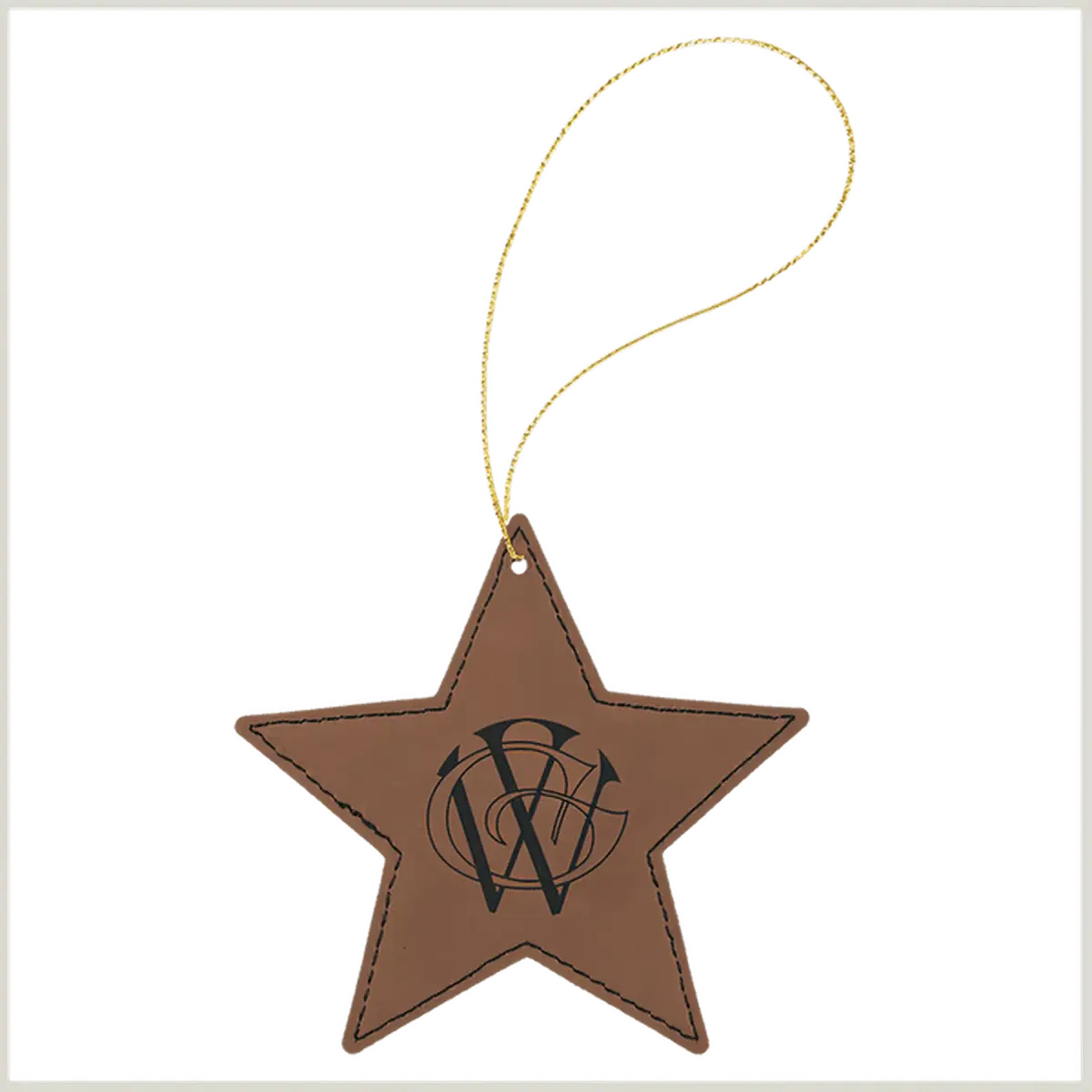 Personalized Leatherette Ornaments – Star, Tree & Sport Shapes Star / Dark Brown / Leatherette