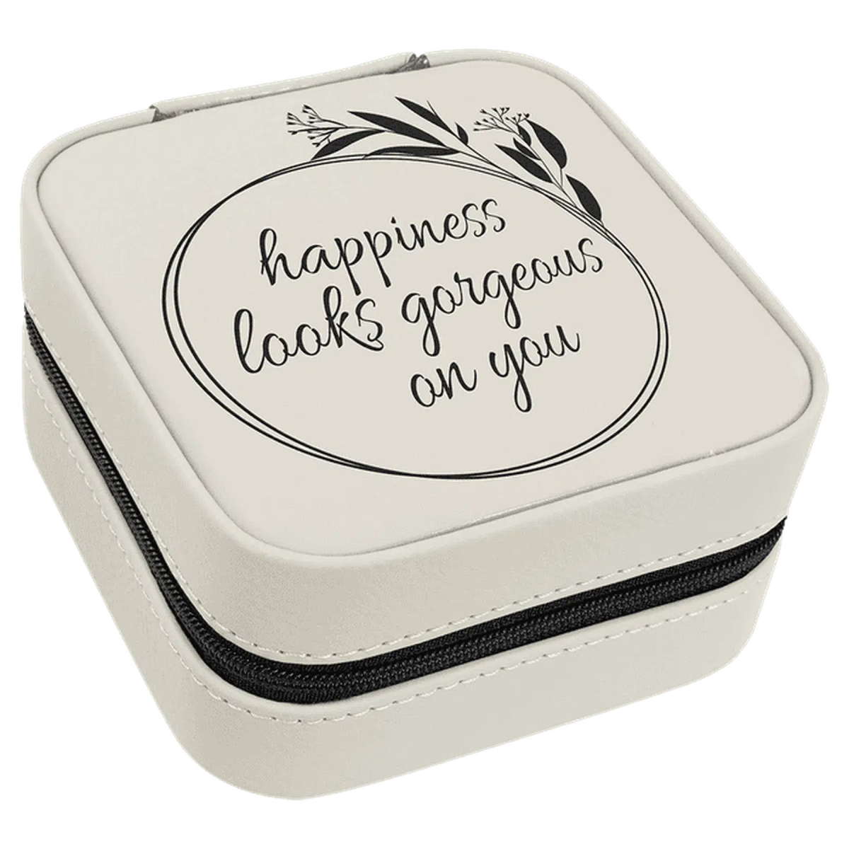 Personalized Travel Jewelry Box in Leatherette Colors White