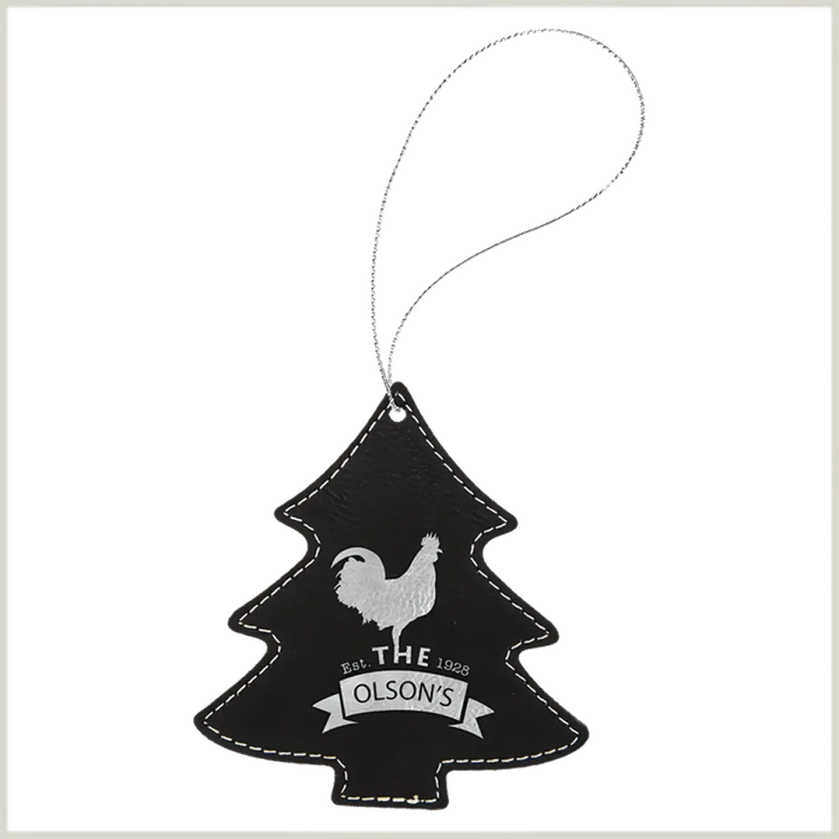 Leatherette Tree Ornament (Various Colors) Black/Silver