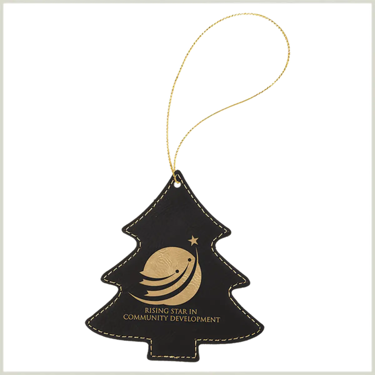 Leatherette Tree Ornament (Various Colors) Black/Gold