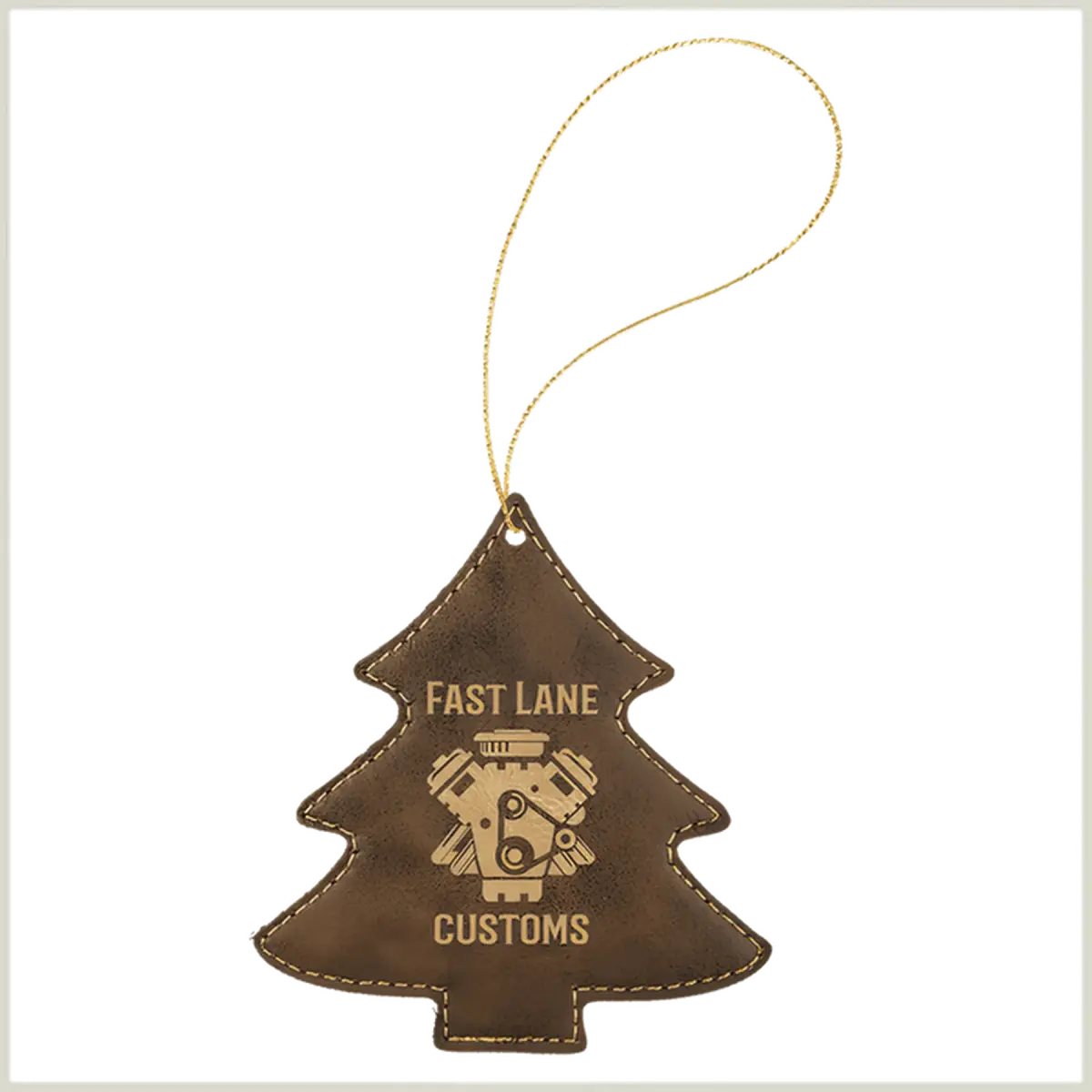 Leatherette Tree Ornament (Various Colors) Rustic/Gold