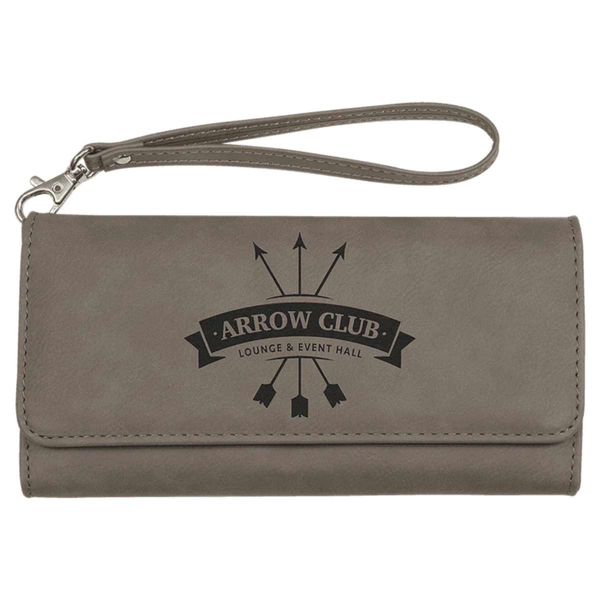 Personalized Leatherette Wallets with Wrist Strap for Gifts and Brands Gray