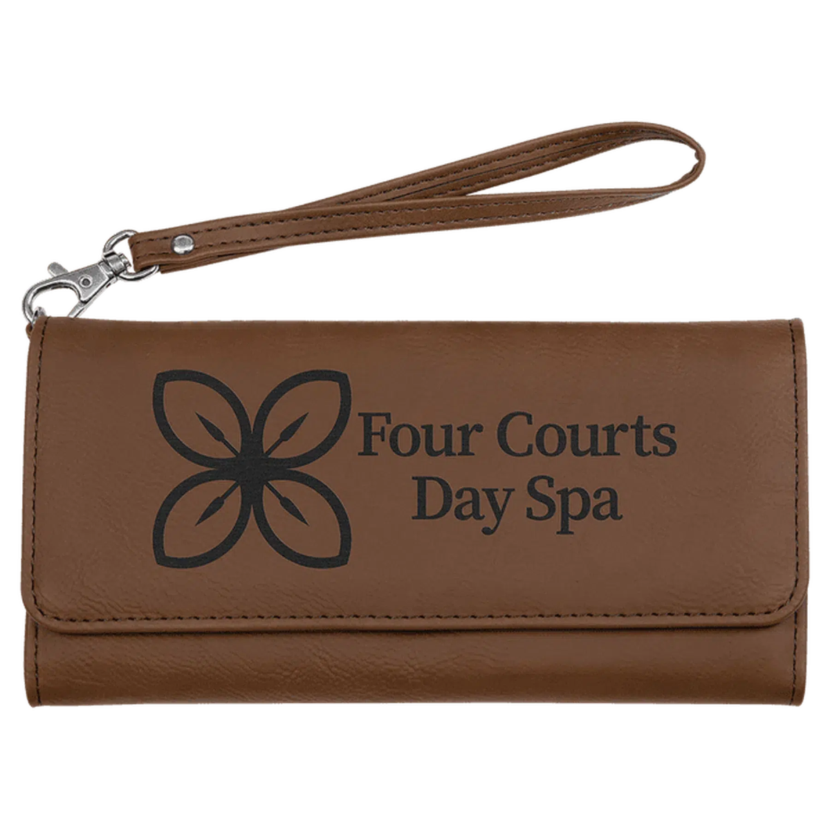 Personalized Leatherette Wallets with Wrist Strap for Gifts and Brands Dark Brown