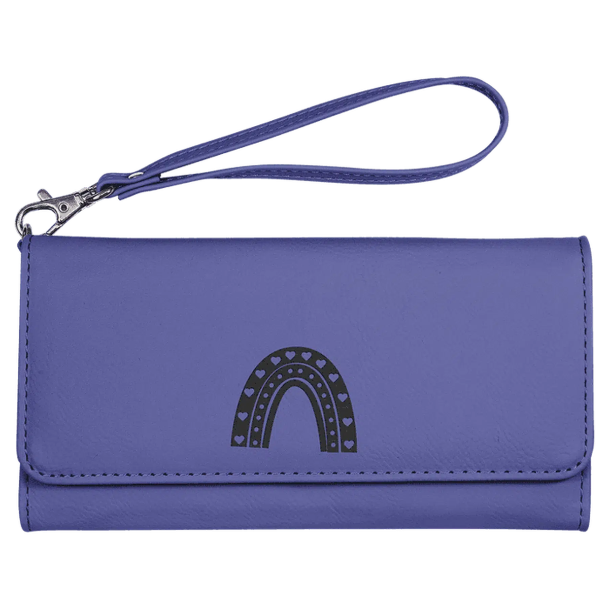 Personalized Leatherette Wallets with Wrist Strap for Gifts and Brands Purple