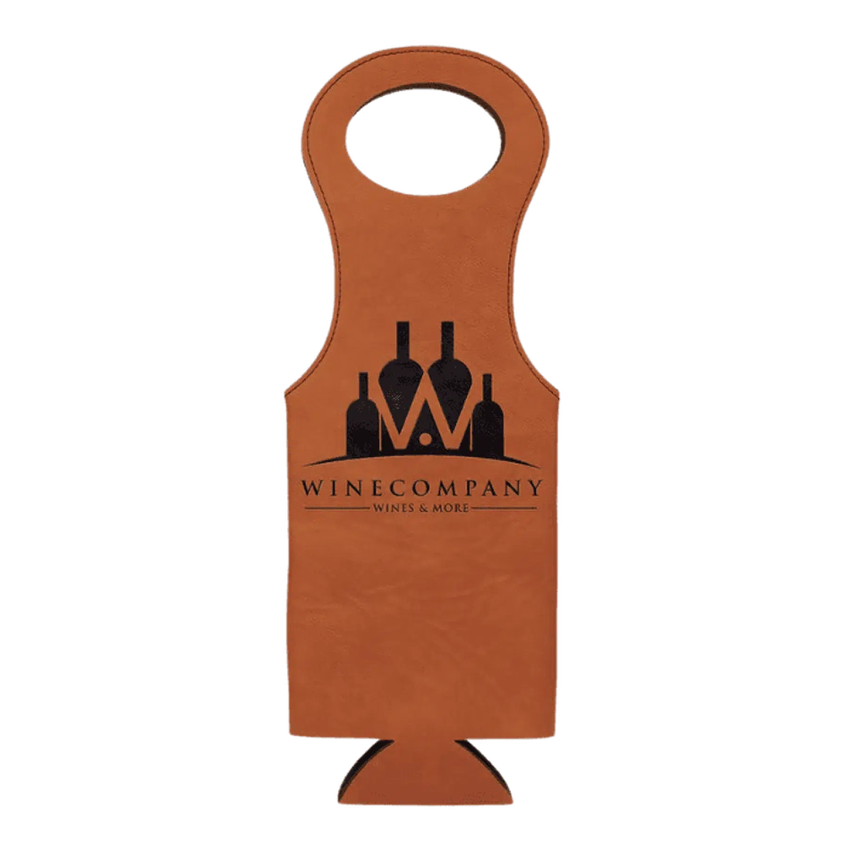 Personalized Wine Tote Bag – Insulated Leatherette Bottle Holder Rawhide / 5 1/2" (L) x 14 1/2" (H)