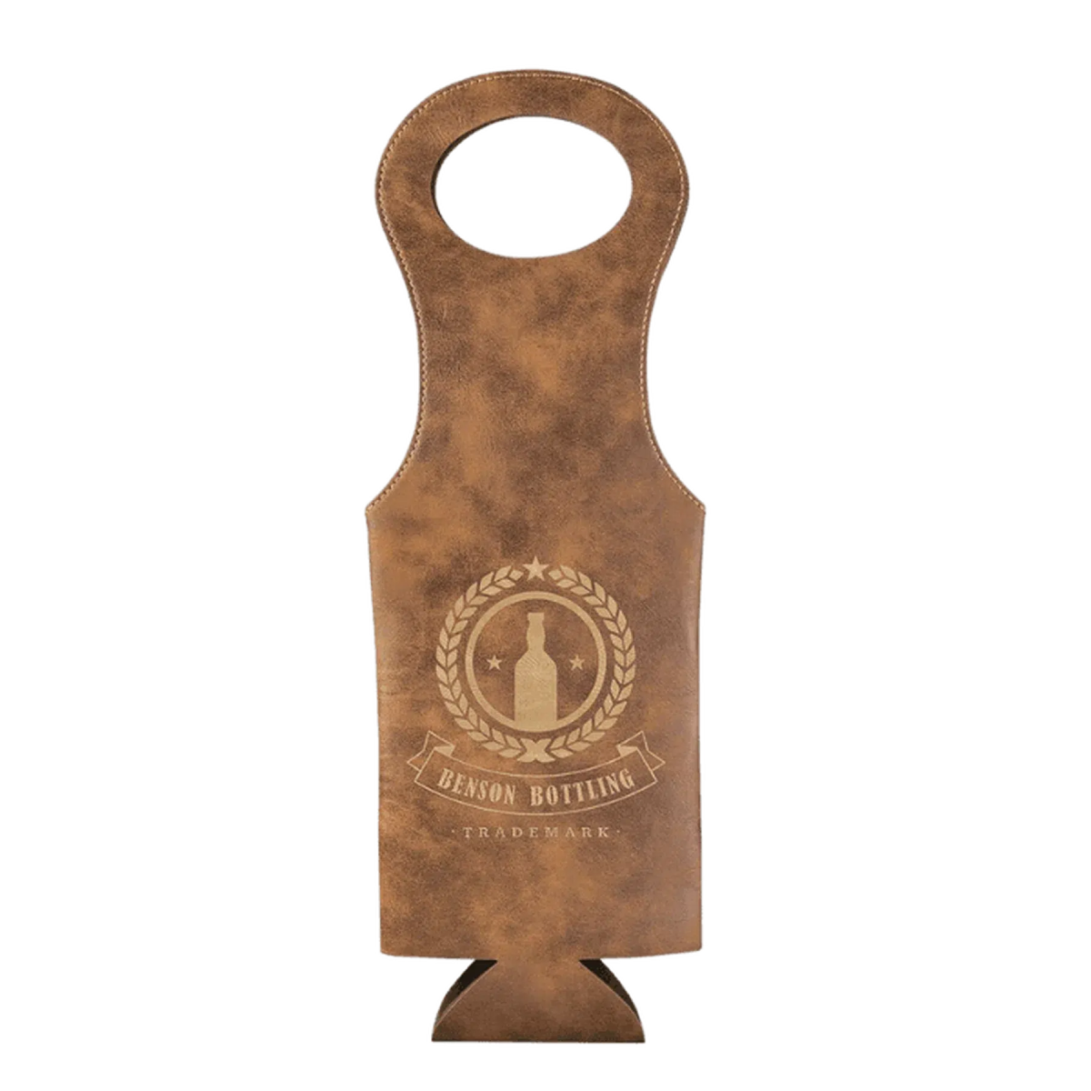 Personalized Wine Tote Bag – Insulated Leatherette Bottle Holder Rustic/Gold / 5 1/2" (L) x 14 1/2" (H)