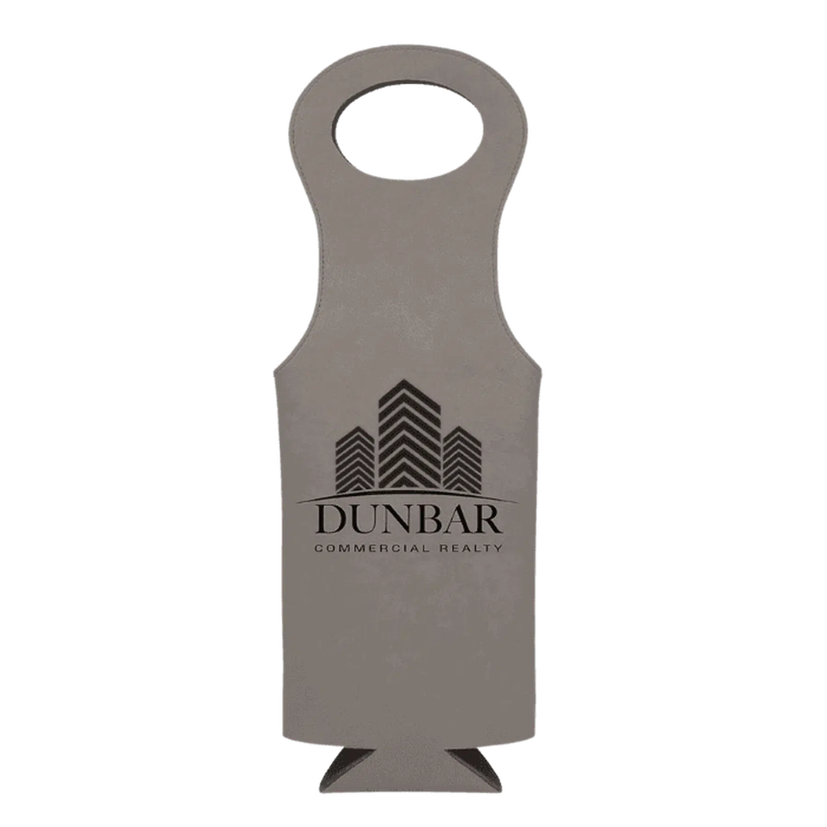 Personalized Wine Tote Bag – Insulated Leatherette Bottle Holder Gray / 5 1/2" (L) x 14 1/2" (H)