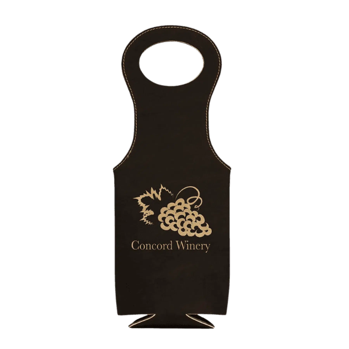 Personalized Wine Tote Bag – Insulated Leatherette Bottle Holder Black/Gold / 5 1/2" (L) x 14 1/2" (H)