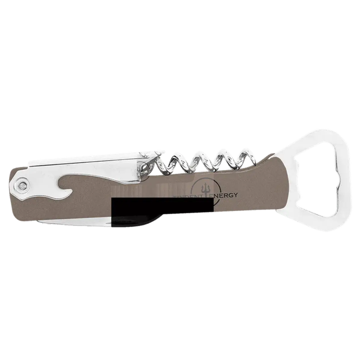 Personalized Corkscrew Wine Bottle Opener - Leatherette or Wood Leatherette / Gray / 5.75"