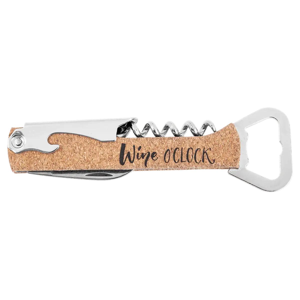 Personalized Corkscrew Wine Bottle Opener - Leatherette or Wood Leatherette / Cork / 5.75"