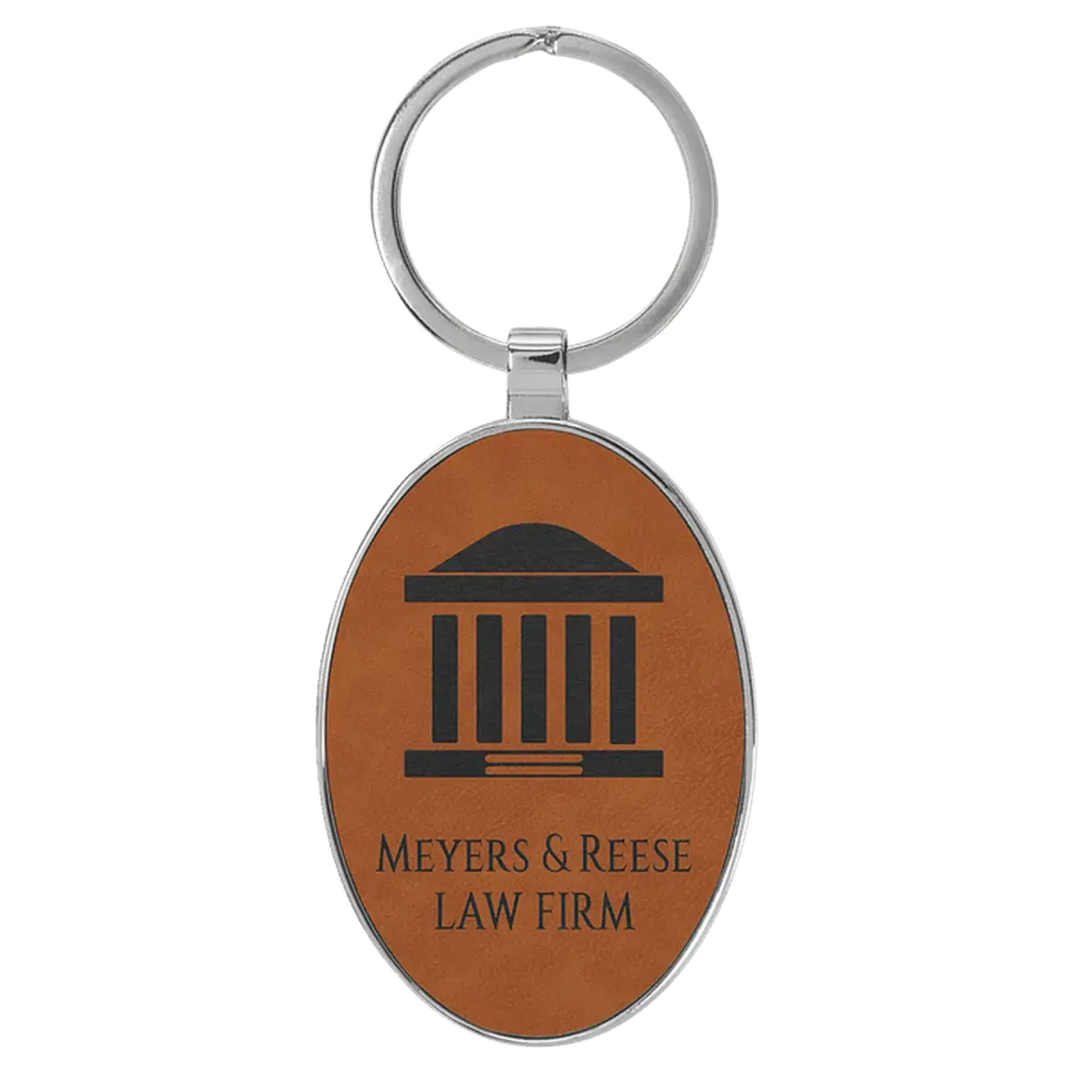 Personalized Leatherette Keychains - With Football & Basketball Styles Oval - Metal Frame / Rawhide / Leatherette