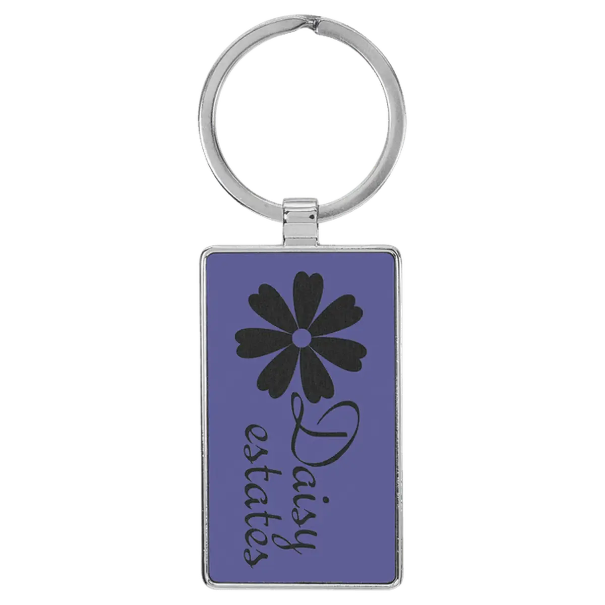 Leatherette/Metal Rectangle Keychain (Various Colors) Purple
