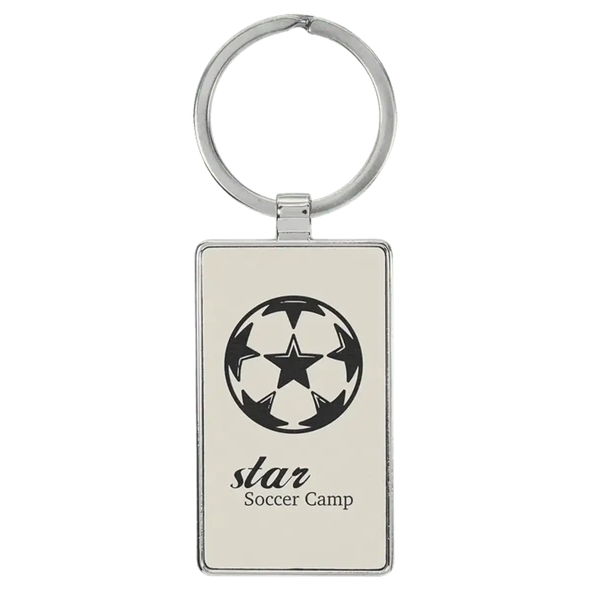 Leatherette/Metal Rectangle Keychain (Various Colors) White