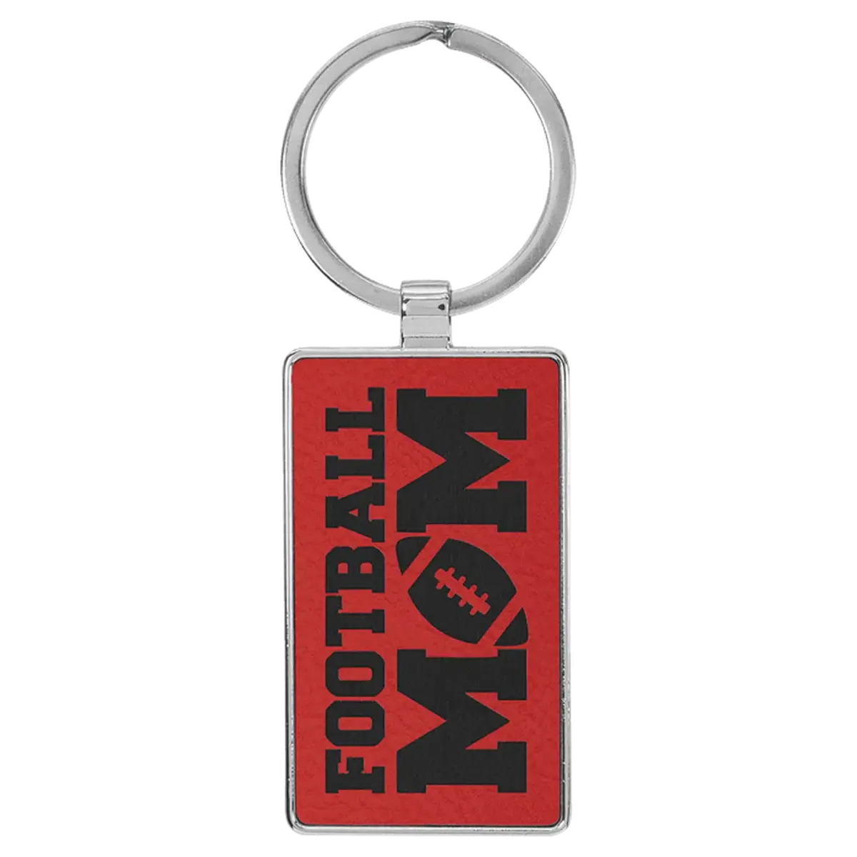 Personalized Leatherette and Cork Keychains - Oval, Rectangle, Round Red / Rectangle - Metal Frame / Leatherette