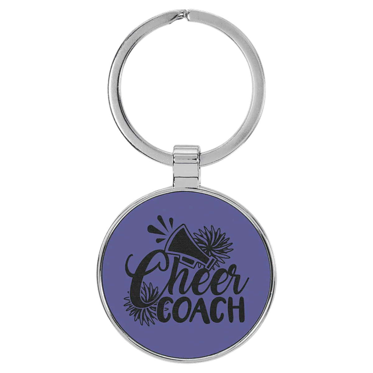 Leatherette/Metal Round Keychain (Various Colors) Purple