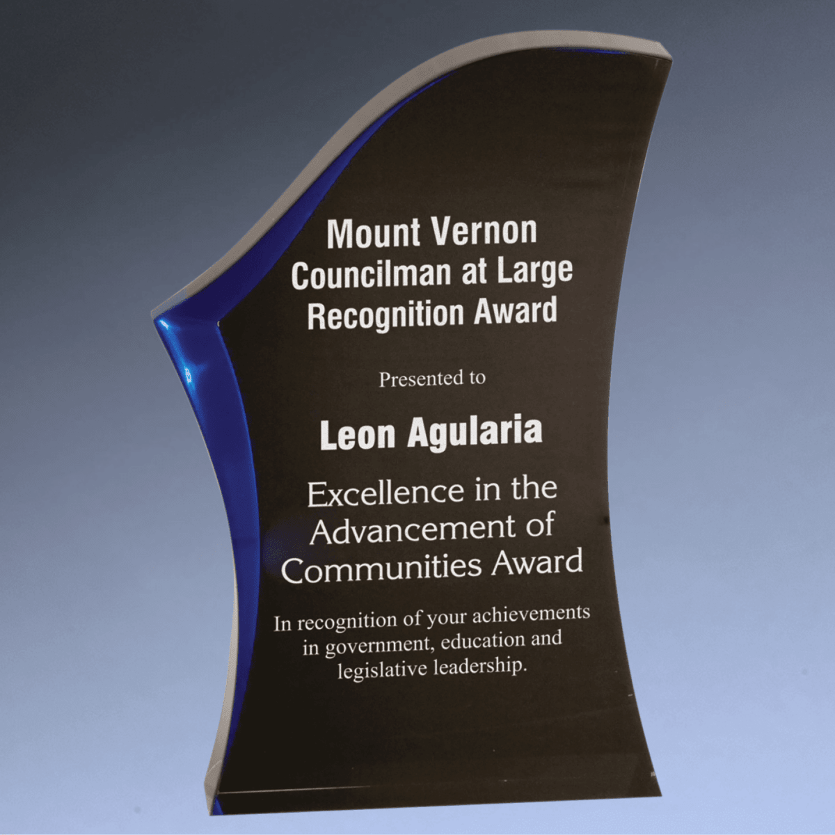 Luminary Surge Acrylic Awards with Color Accents - Black/Blue
