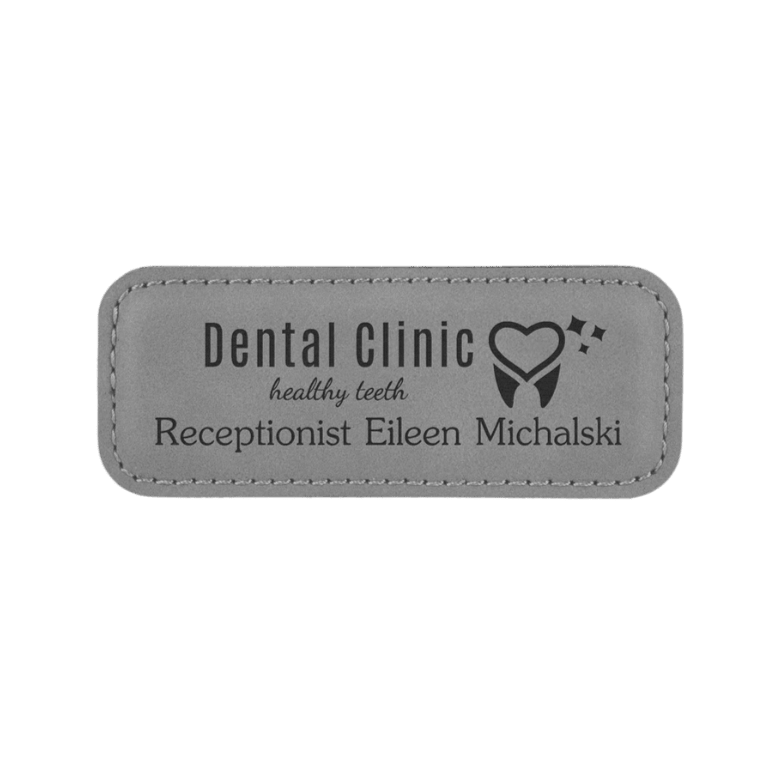 Magnetic Name Badges - Leatherette - Gray/Black