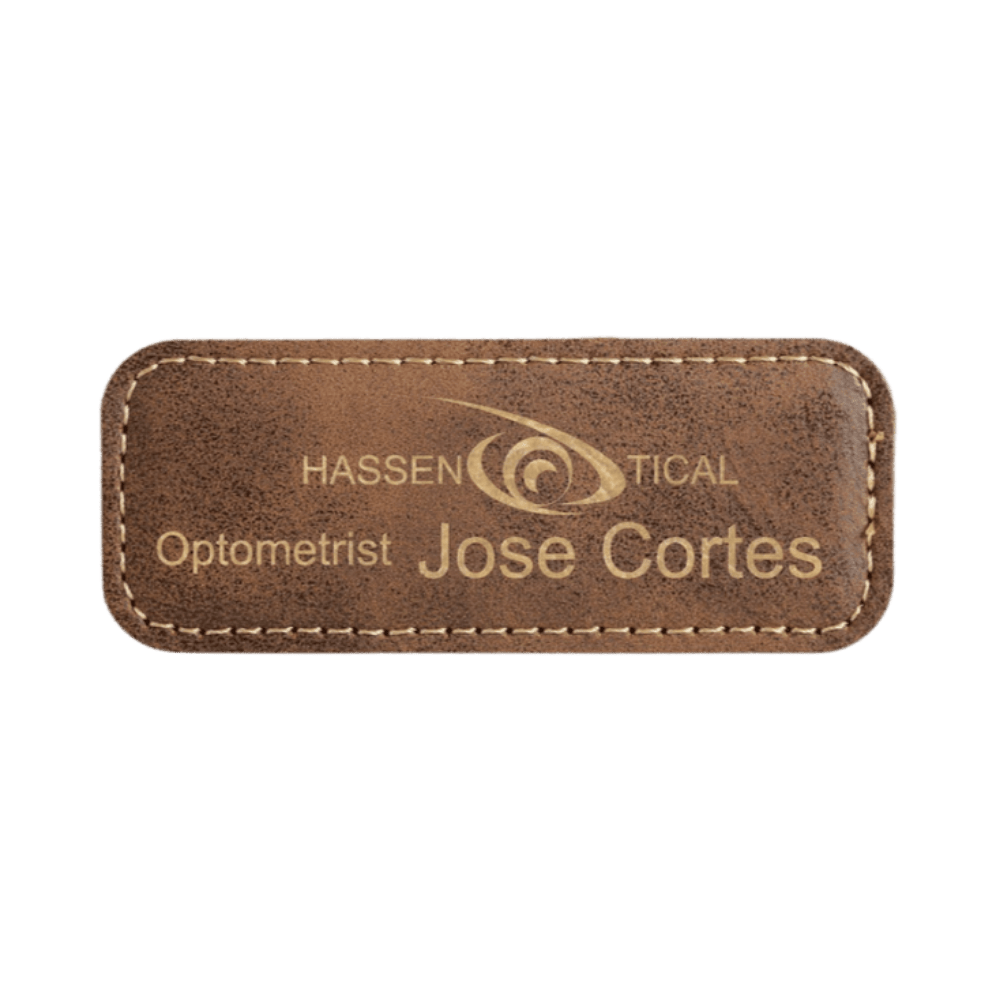 Magnetic Name Badges - Leatherette - Rustic/Gold
