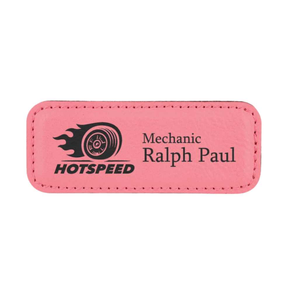 Magnetic Name Badges - Leatherette - Pink/Black