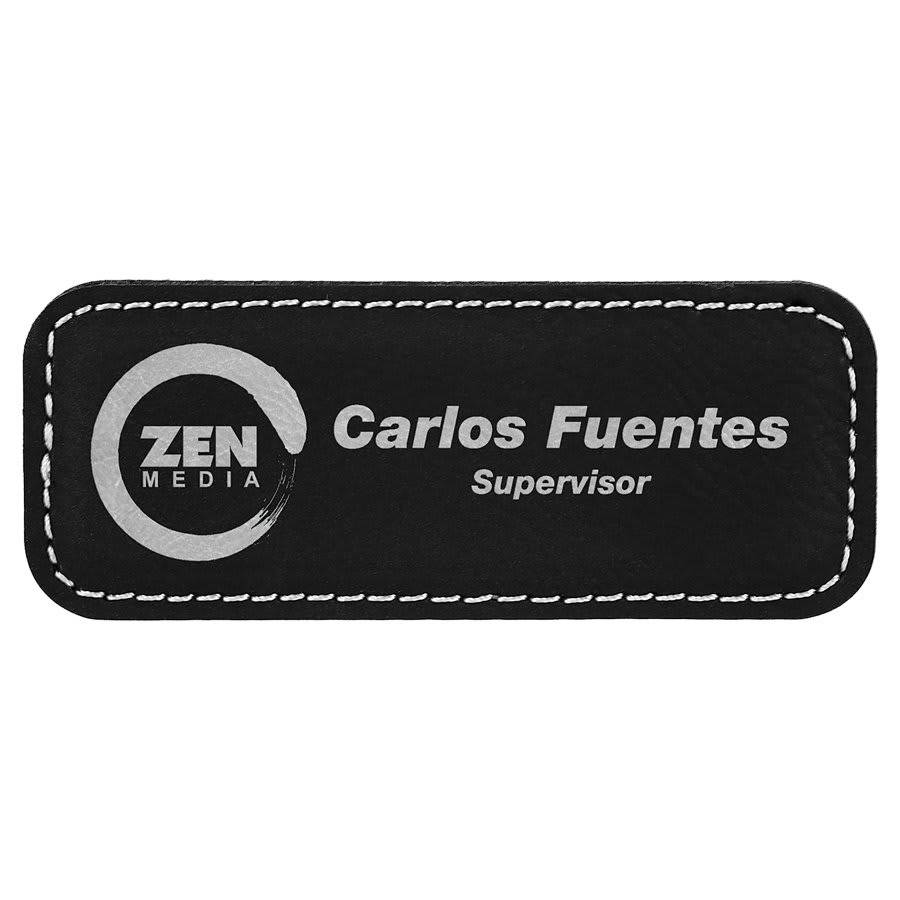 Magnetic Name Badges - Leatherette - Black/Gold