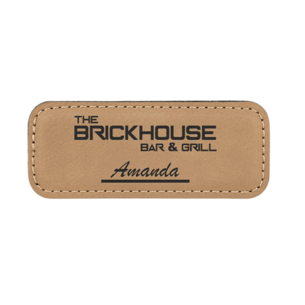 Magnetic Name Badges - Leatherette - Light Brown/Black