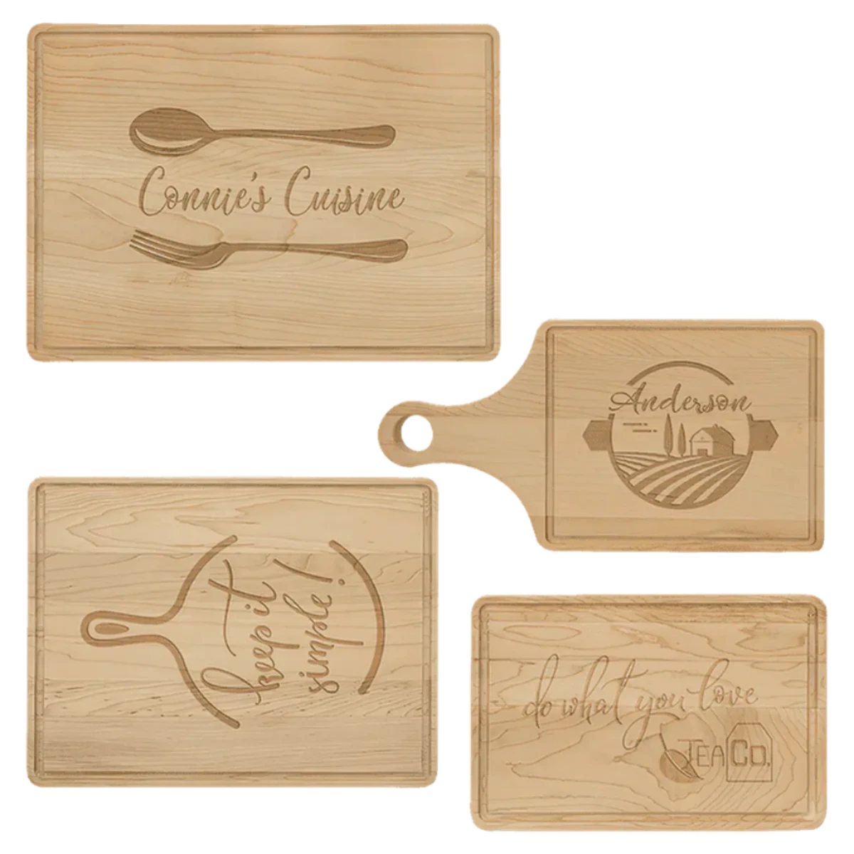 Personalized Maple Cutting Board with Drip Ring and Custom Engraving 9" x 6"