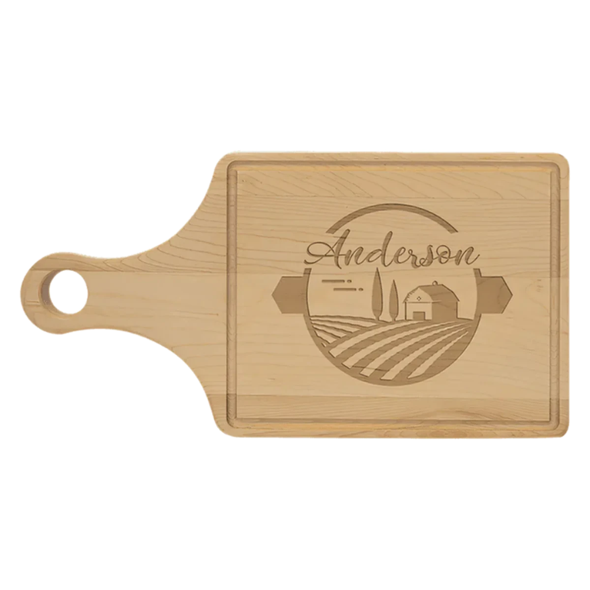 Personalized Maple Cutting Board with Drip Ring and Custom Engraving 13 1/2" x 7"