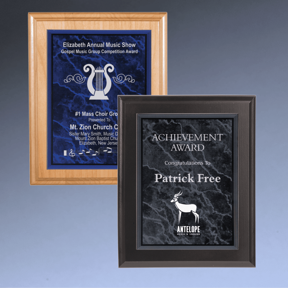 Marble Acrylic Plaque Plates Shown on Plaque Boards (Boards Sold Separate)