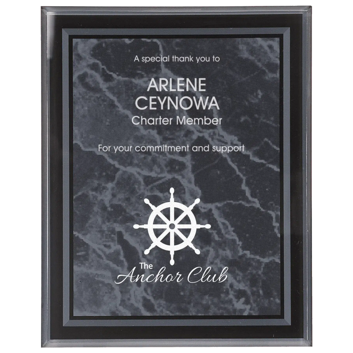 Acrylic Award Plaque – Marble, Stars & Stripes or Solid Black 7" x 9" / Black Marble