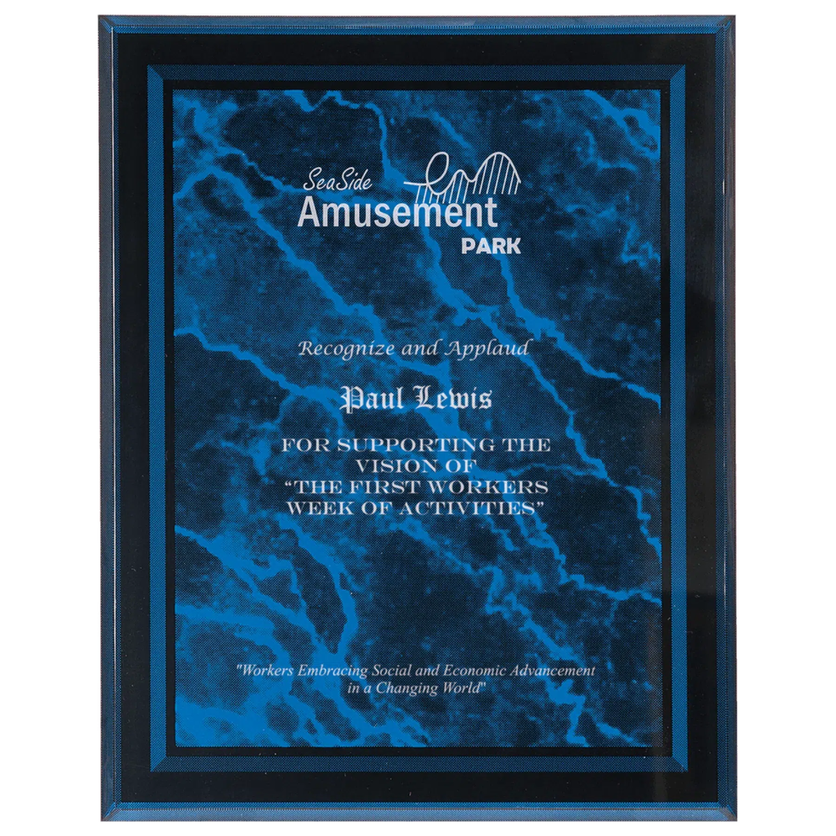 Acrylic Award Plaque – Marble, Stars & Stripes or Solid Black 7" x 9" / Blue