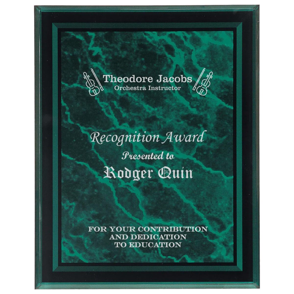 Acrylic Award Plaque – Marble, Stars & Stripes or Solid Black 7" x 9" / Green