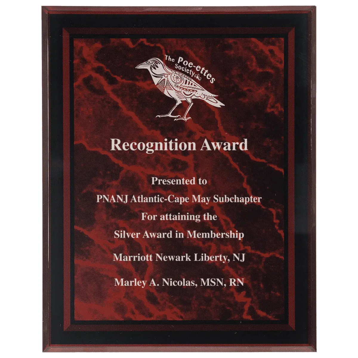 Acrylic Award Plaque – Marble, Stars & Stripes or Solid Black 7" x 9" / Red