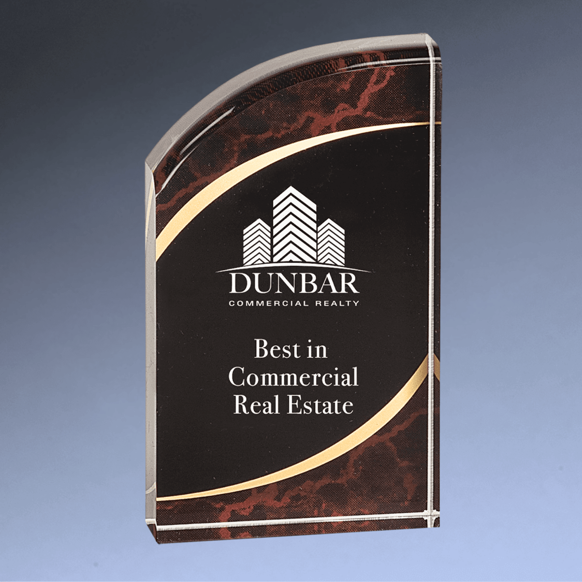 Marble Rounded Acrylic Award with Gold Accents - Red