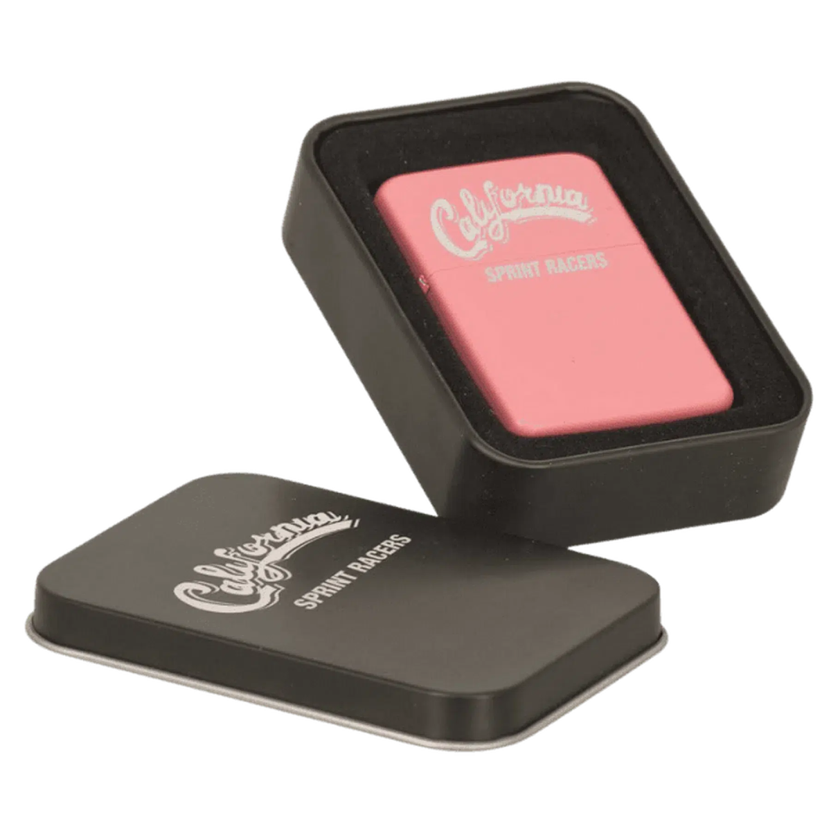 Custom Engraved Metal Lighters with Black Tin – Chrome, Black or Pink Matte Pink