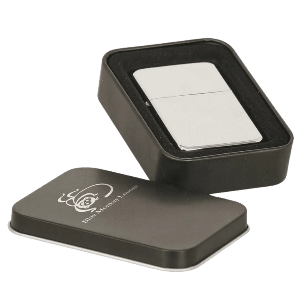 Custom Engraved Metal Lighters with Black Tin – Chrome, Black or Pink Chrome