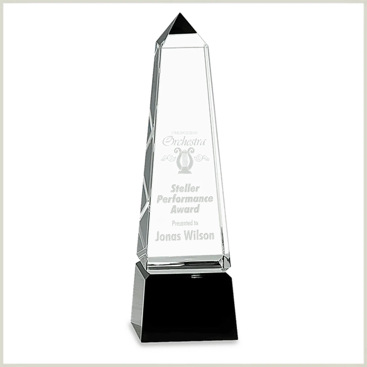 Obelisk Crystal Award - Custom Engraved Corporate Awards 8"