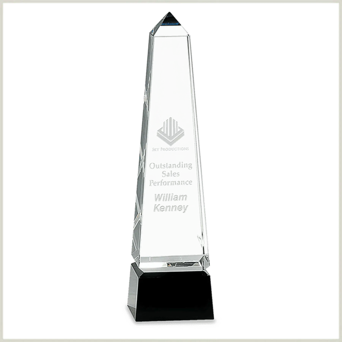Obelisk Crystal Award - Custom Engraved Corporate Awards 8"