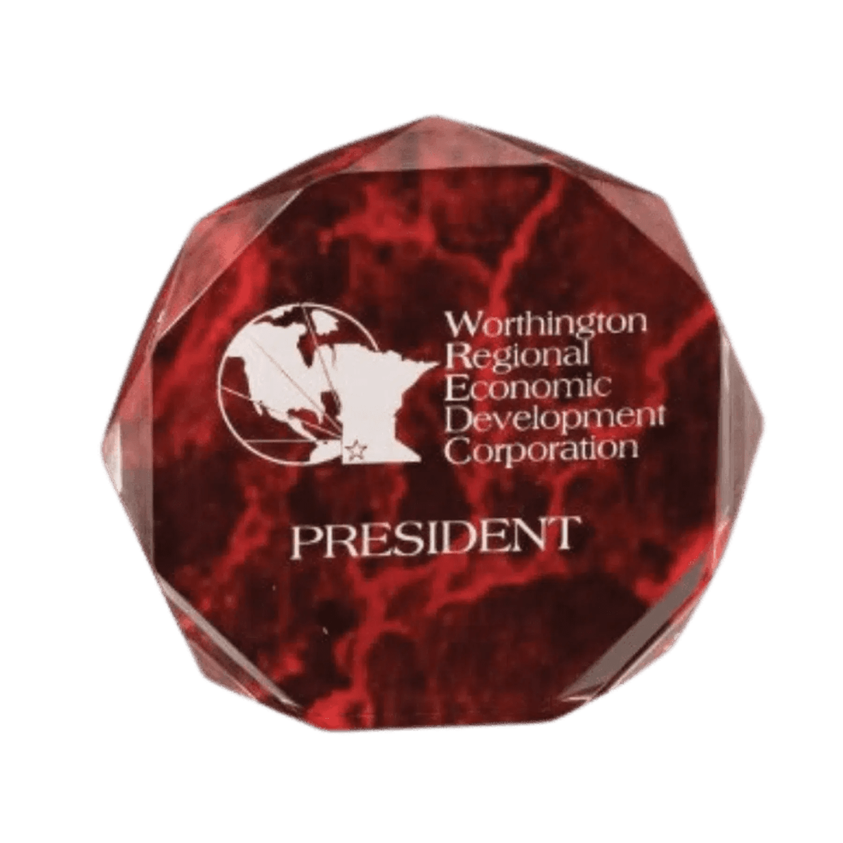 Octagon Acrylic Award - Engraved for Desks & Display - Gold/Clear